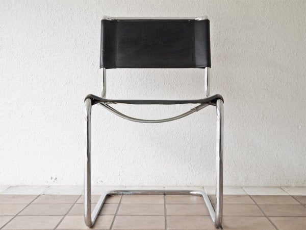 トーネット THONET S33 サイドチェア ブラックレザー カンティレバーチェア バウハウス BAUHAUS マルト・スタム Mart Stam モダンデザイン 定価188,100円 B ◇