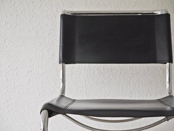 トーネット THONET S33 サイドチェア ブラックレザー カンティレバーチェア バウハウス BAUHAUS マルト・スタム Mart Stam モダンデザイン 定価188,100円 B ◇