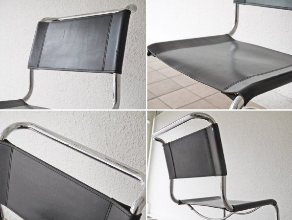 トーネット THONET S33 サイドチェア ブラックレザー カンティレバーチェア バウハウス BAUHAUS マルト・スタム Mart Stam モダンデザイン 定価188,100円 B ◇