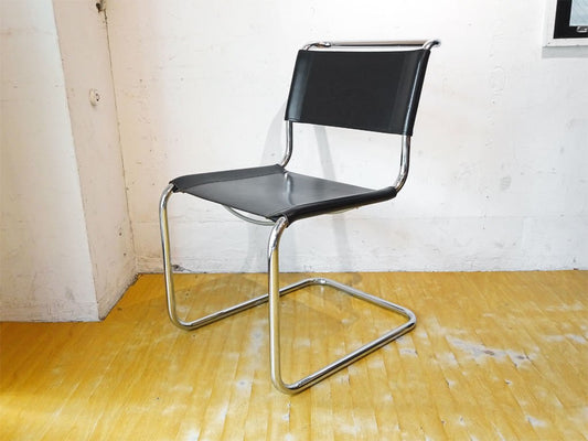 トーネット THONET S33 サイドチェア ブラックレザー ダイニングチェア バウハウス BAUHAUS マルト・スタム Mart Stam モダンデザイン 定価188,100円★