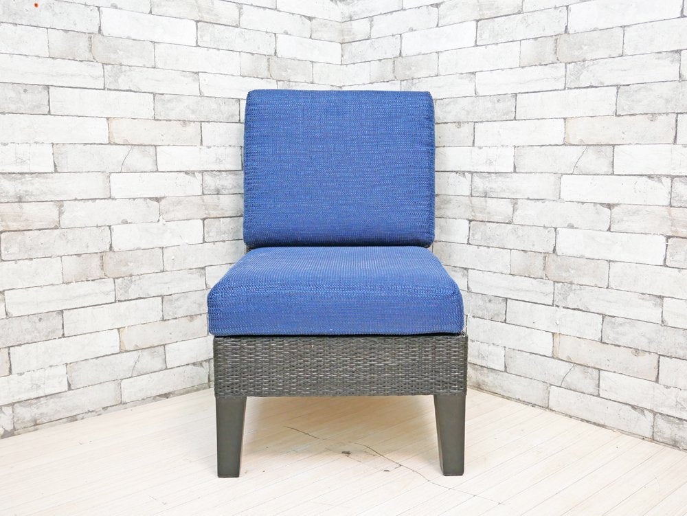 カザマ Kazama ベンチュラ Ventura New LD アームレスソファ ダイニングチェア ファブリック ブルー 籐家具 定価￥63,000- ●