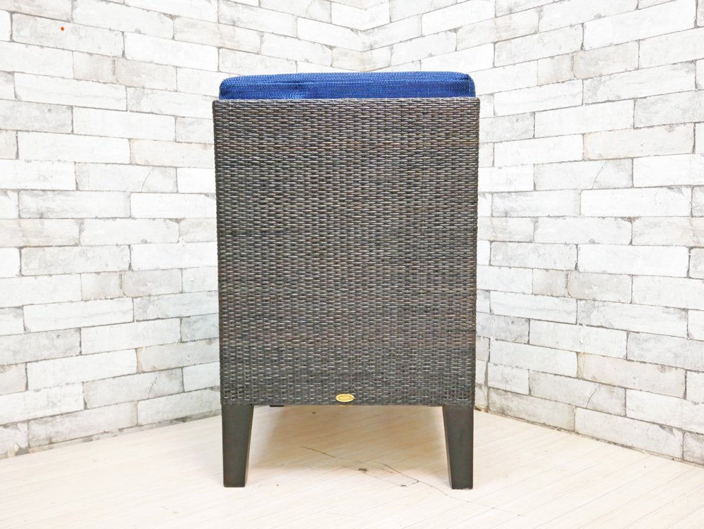 カザマ Kazama ベンチュラ Ventura New LD アームレスソファ ダイニングチェア ファブリック ブルー 籐家具 定価￥63,000- ●