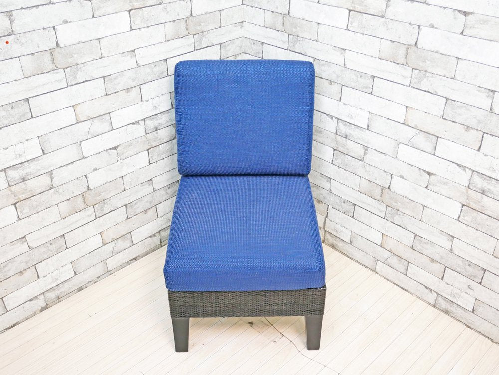 カザマ Kazama ベンチュラ Ventura New LD アームレスソファ ダイニングチェア ファブリック ブルー 籐家具 定価￥63,000- ●