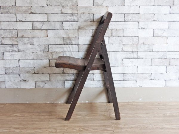 フランスアンティーク French Antique 木製 フォールディングチェア ガーデンチェア 折り畳み椅子 木味 ●