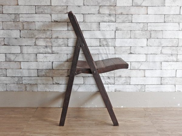フランスアンティーク French Antique 木製 フォールディングチェア ガーデンチェア 折り畳み椅子 木味 ●