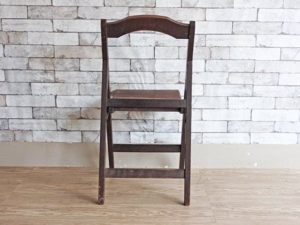 フランスアンティーク French Antique 木製 フォールディングチェア ガーデンチェア 折り畳み椅子 木味 ●