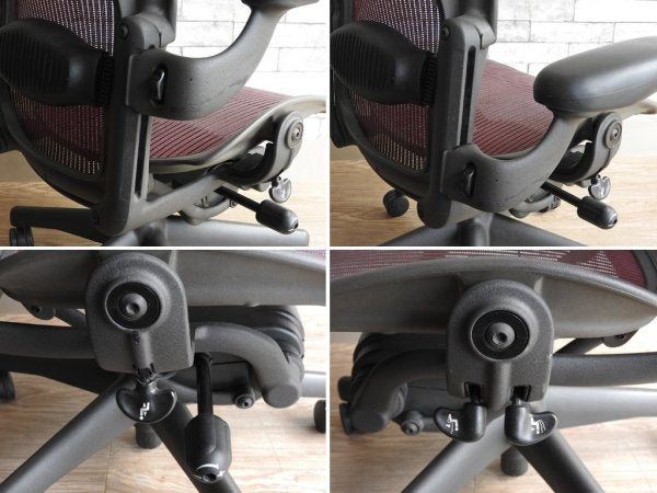 ハーマンミラー Herman Miller アーロンチェア Aeron Chair ランバーサポート クラシックカーボン フル装備 Bサイズ グラファイトカラーベース パープル 現状品 A ●