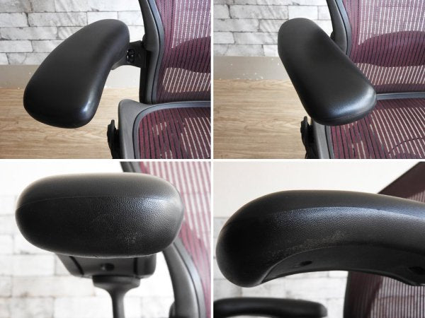 ハーマンミラー Herman Miller アーロンチェア Aeron Chair ランバーサポート クラシックカーボン フル装備 Bサイズ グラファイトカラーベース パープル 現状品 A ●