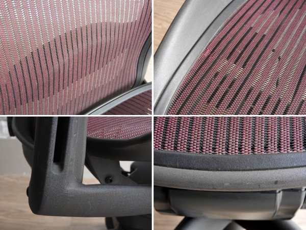 ハーマンミラー Herman Miller アーロンチェア Aeron Chair ランバーサポート クラシックカーボン フル装備 Bサイズ グラファイトカラーベース パープル 現状品 A ●