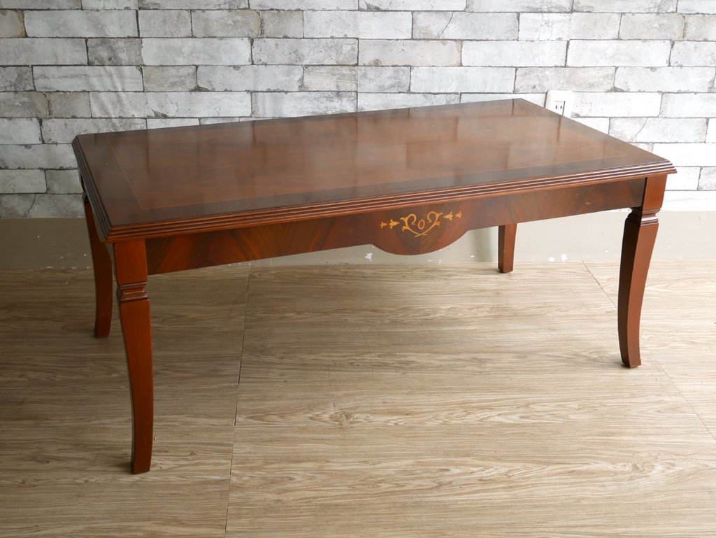 ヨーロピアンクラシカル European Classical 象嵌 センターテーブル ローテーブル W110cm 猫脚 アンティークスタイル ●