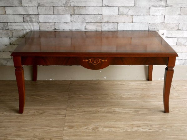 ヨーロピアンクラシカル European Classical 象嵌 センターテーブル ローテーブル W110cm 猫脚 アンティークスタイル ●