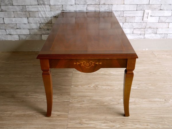ヨーロピアンクラシカル European Classical 象嵌 センターテーブル ローテーブル W110cm 猫脚 アンティークスタイル ●