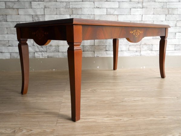 ヨーロピアンクラシカル European Classical 象嵌 センターテーブル ローテーブル W110cm 猫脚 アンティークスタイル ●