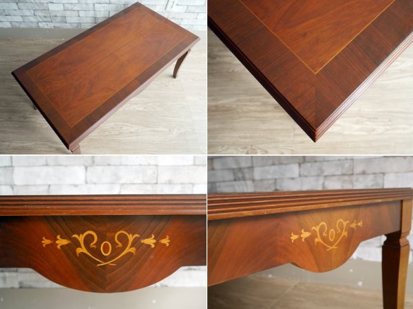 ヨーロピアンクラシカル European Classical 象嵌 センターテーブル ローテーブル W110cm 猫脚 アンティークスタイル ●