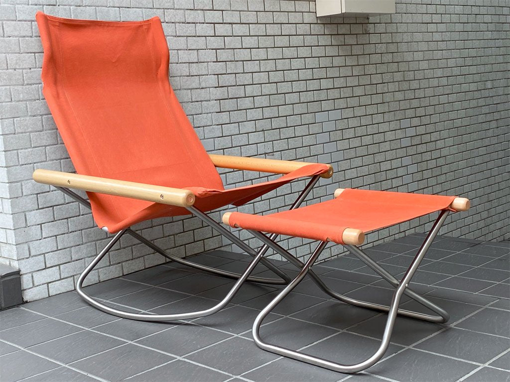 ニーチェア エックス Ny chair X フォールディングチェア ロッキングチェア レンガ オットマン付き 新居猛 MoMA ■