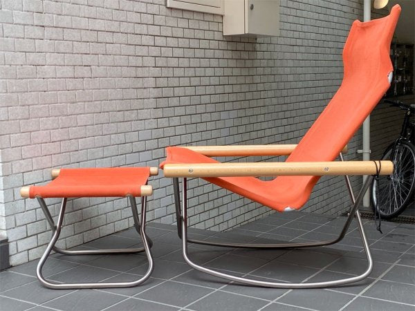 ニーチェア エックス Ny chair X フォールディングチェア ロッキングチェア レンガ オットマン付き 新居猛 MoMA ■