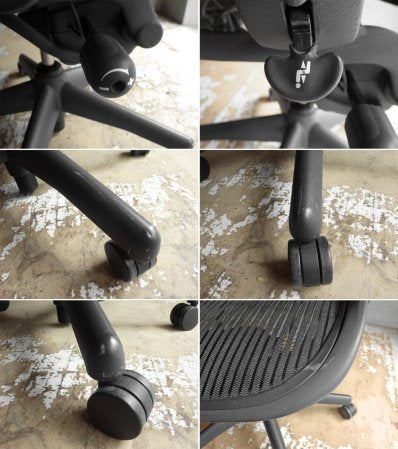 ハーマンミラー HermanMiller アーロンチェアライト Aeron Chair Lite Bサイズ ランバーサポート クラシックカーボン グラファイトベース バナナクッション新品交換  ♪