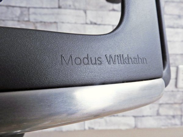 ウィルクハーン Wilkhahn モダス Modus デスクチェア オフィスチェア ミドルバック アーム付 グレー 座面昇降 定価約15万円 ●