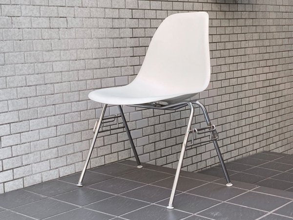 ハーマンミラー HermanMiller サイドシェルチェア スタッキングベース ホワイト ポリプロピレン製 イームズ ミッドセンチュリー A ■