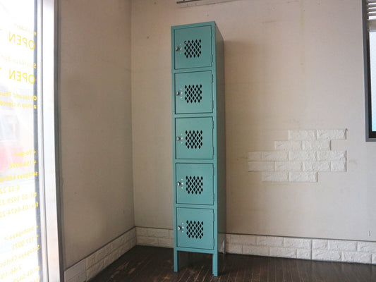 リオン LYON スチールロッカー 5-TIER LOCKER 青緑 teal ダイヤカット P.F.S取扱 A ◎