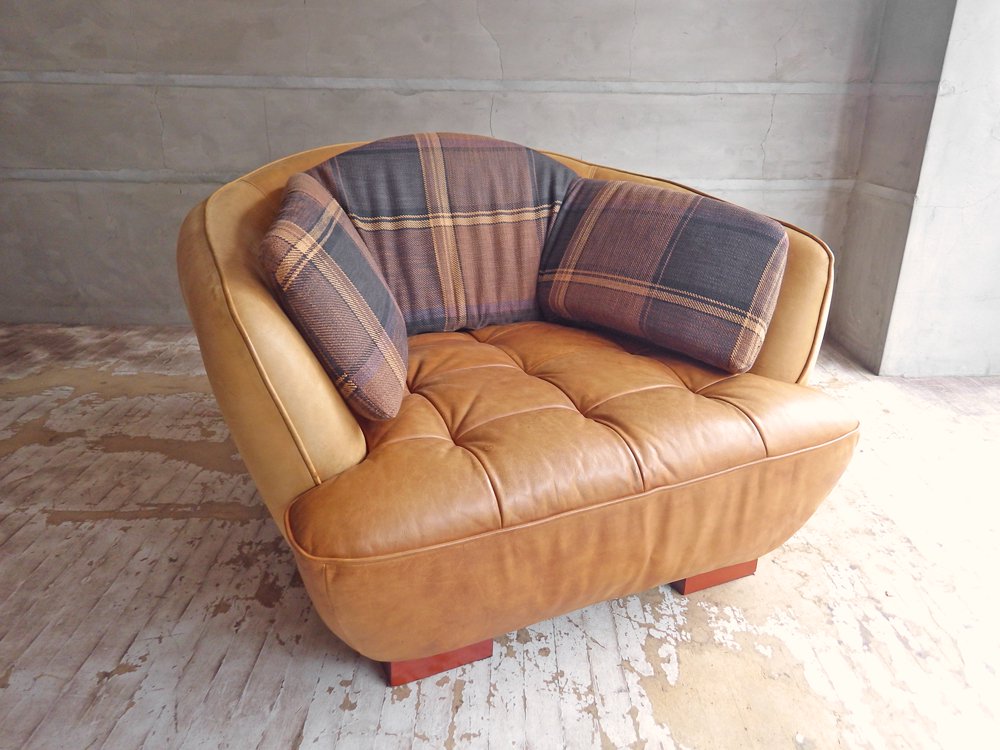 クラッシュゲート CRASH GATE タブレザーワークス tabu Leather Works オピアム 1P ソファ OPIUM SOFA  キャメル オイルレザー 定価176,000円 ♪