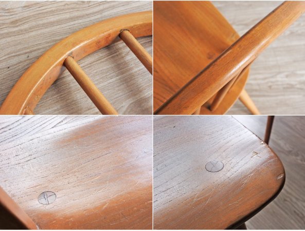 アーコール Ercol フープバックチェア スポークバックチェア エルム材 UKビンテージ Vintage 英国家具 ●