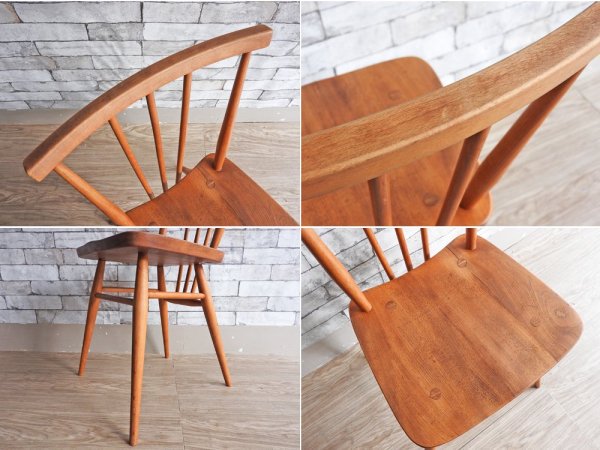 アーコール Ercol スティックバックチェア スピンドルチェア エルム材 UKビンテージ Vintage 英国家具 ●