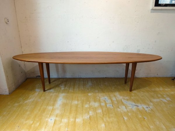 ウォールナット Walnut サーフボードテーブル Surfboard table ウォール無垢材 幅150ｃｍ オーバル コーヒーテーブル ★