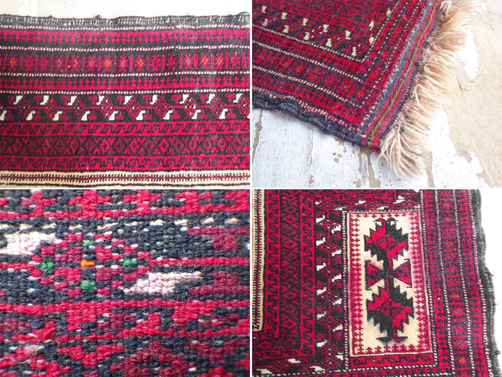 トライバルラグ バルーチ ラグ Bharuch Rug ウール ネイティブ イラン製 深紅 140 × 88 cm ♪