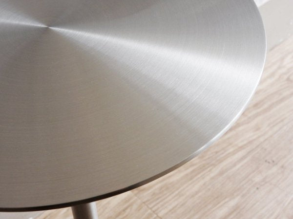 モダンデザイン ステンレス ラウンドサイドテーブル ランプスタンド Φ30cm シンプルモダン ●