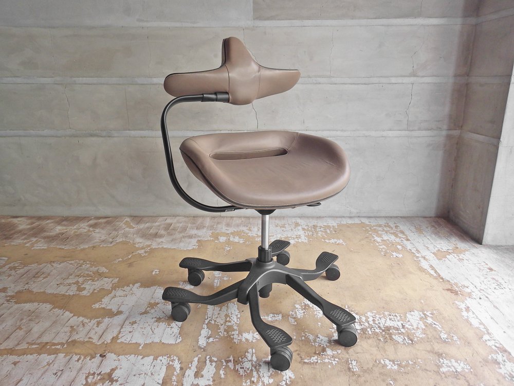 吉桂 iPole7 ウリドゥルチェア Wooridul Chair デスクチェア オフィスチェア 本革 グレー 廃番カラー 定価￥39,800- ♪