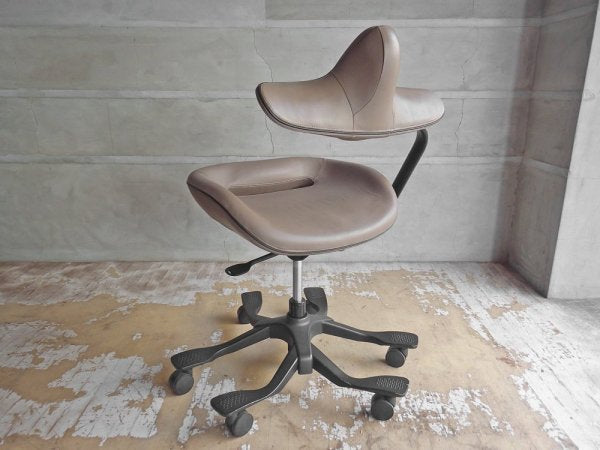 吉桂 iPole7 ウリドゥルチェア Wooridul Chair デスクチェア オフィスチェア 本革 グレー 廃番カラー 定価￥39,800- ♪