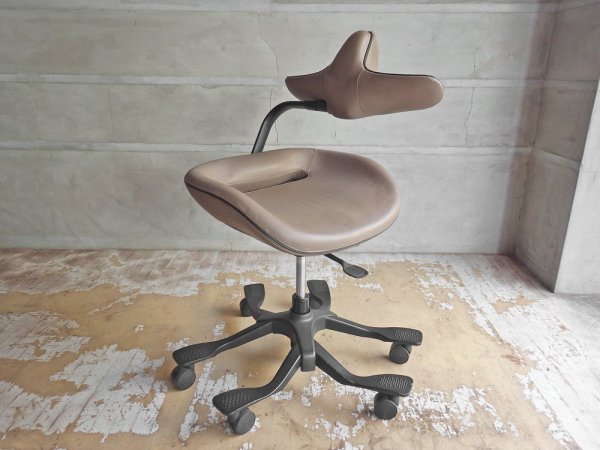 吉桂 iPole7 ウリドゥルチェア Wooridul Chair デスクチェア オフィスチェア 本革 グレー 廃番カラー 定価￥39,800- ♪