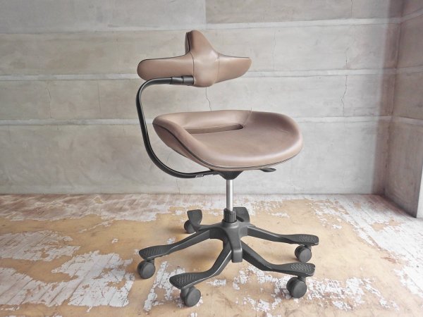 吉桂 iPole7 ウリドゥルチェア Wooridul Chair デスクチェア オフィスチェア 本革 グレー 廃番カラー 定価￥39,800- ♪
