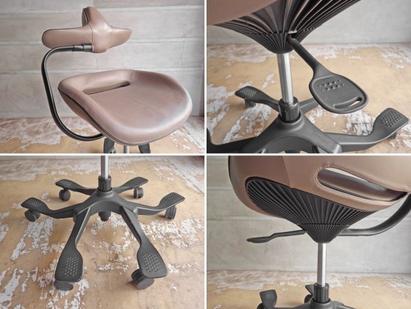 吉桂 iPole7 ウリドゥルチェア Wooridul Chair デスクチェア オフィスチェア 本革 グレー 廃番カラー 定価￥39,800- ♪