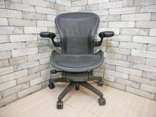 ハーマンミラー Herman Miller アーロンチェア Aeron Chair Aサイズ クラシックカーボン グラファイトベース デスクチェア 現状品 ●