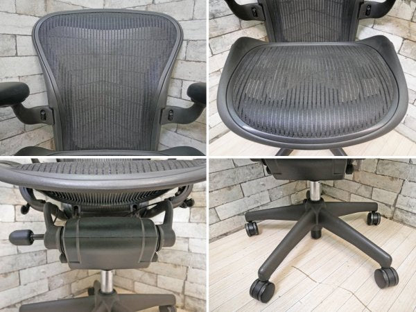 ハーマンミラー Herman Miller アーロンチェア Aeron Chair Aサイズ クラシックカーボン グラファイトベース デスクチェア 現状品 ●