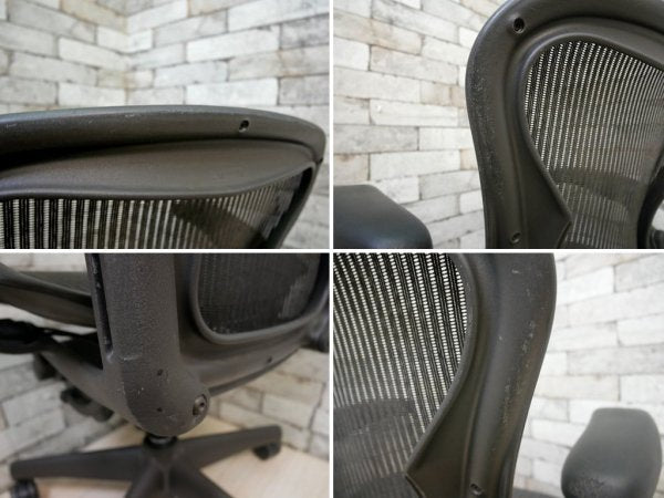 ハーマンミラー Herman Miller アーロンチェア Aeron Chair Aサイズ クラシックカーボン グラファイトベース デスクチェア 現状品 ●