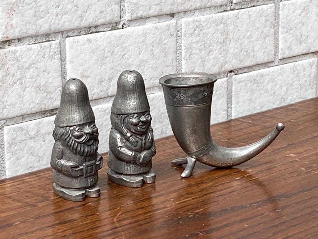 ノルウェイビンテージ Norway Vintage チンパー TINN-PER ハンドキャストピューター HANDCAST PEWTER ソルト&ペッパー ピックスタンド ドワーフ ホーン 北欧 ■