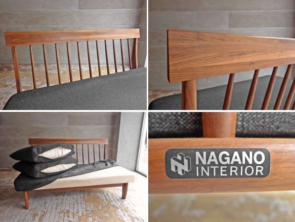 ナガノインテリア NAGANO INTERIOR ホーミー homey  2.5人掛け ソファ KC008-LN ファブリック ウォールナット材 オイル仕上げ 廃番 参考価格11万円-13万円程♪