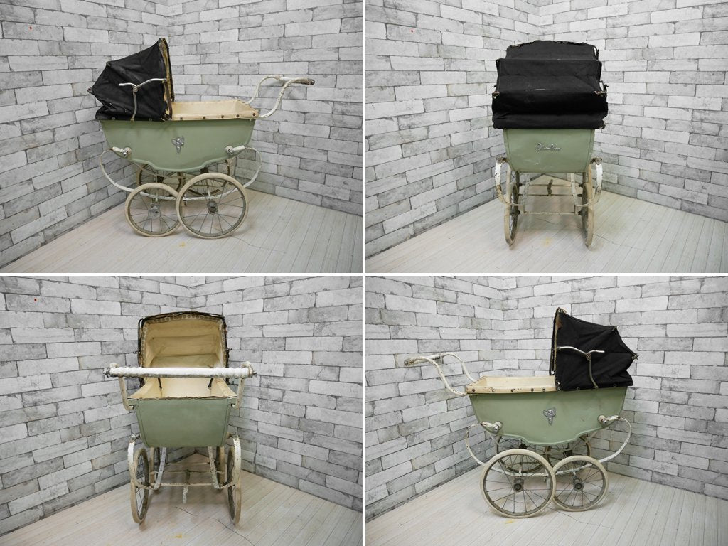 シルバークロス Silver cloth ストローラー Stroller ベビーカー 乳母車 ワゴン シャビーシック 店舗什器 UKビンテージ Vintage 英国アンティーク ●