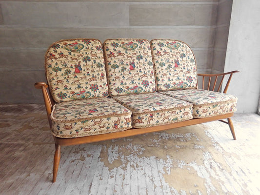 アーコール Ercol No.203 3人掛け ウィンザー ソファ WINDSOR SOFA ビーチ材 Sanderson社 ファブリック ビンテージ ♪