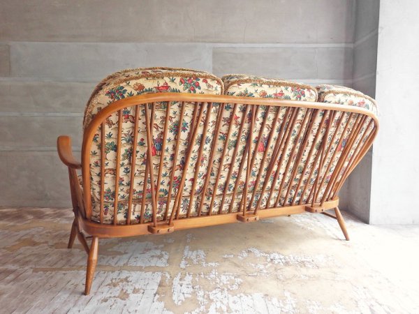 アーコール Ercol No.203 3人掛け ウィンザー ソファ WINDSOR SOFA ビーチ材 Sanderson社 ファブリック ビンテージ ♪