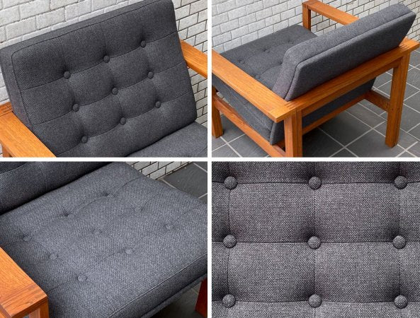 フランス＆サン France & S&#248;n モジュラインソファ Moduline Sofa ラウンジチェア 1Pソファ チーク材 グレーファブリック デンマークビンテージ 北欧 60's ■