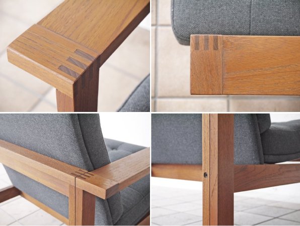 フランス＆サン France & S&#248;n モジュラインソファ Moduline Sofa ラウンジチェア 1Pソファ チーク材 グレーファブリック デンマークビンテージ 北欧 60's ◇