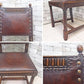イギリスアンティーク UK Antique ダイニングチェア 2脚セット オーク材 本革 ブラウン スタッズ 鋲打ち 英国ビンテージ A ●