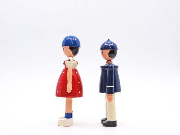 ビンテージ カイボイスン Vintage Kay Bojesen Lise ＆ Ole セット 木製 人形 フィギュア 男の子 女の子 希少 デンマーク 北欧雑貨 ●