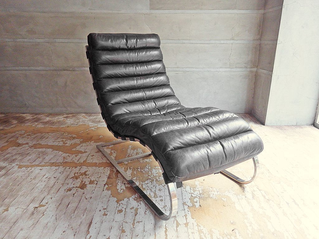 ハロ HALO ビルバオ デイベッド BILBAO DAYBED シェーズロング レザー 本革 OLD SADDLE BLACK ビンテージ加工 ブラック 定価約220,000円 ♪