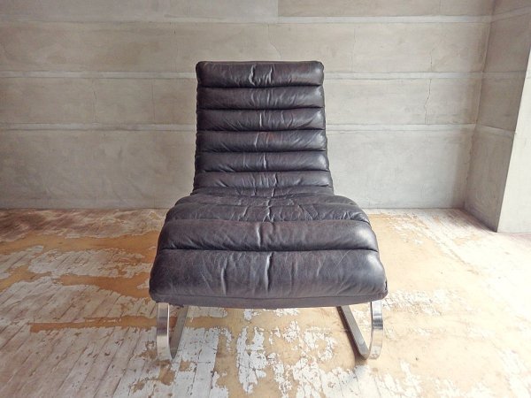 ハロ HALO ビルバオ デイベッド BILBAO DAYBED シェーズロング レザー 本革 OLD SADDLE BLACK ビンテージ加工 ブラック 定価約220,000円 ♪