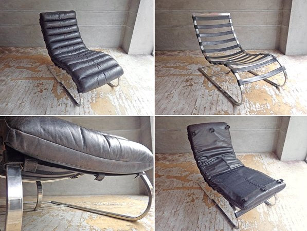 ハロ HALO ビルバオ デイベッド BILBAO DAYBED シェーズロング レザー 本革 OLD SADDLE BLACK ビンテージ加工 ブラック 定価約220,000円 ♪